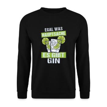 Gin Cocktail Egal was hauptsache es gibt Gin - Unisex Pullover - Schwarz - Vorne - Alina (178cm) & Michal (187cm)