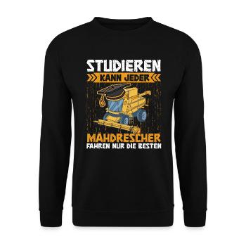 Mähdrescher fahren Studieren kann jeder Landwirt - Unisex Pullover - Schwarz - Vorne - Alina (178cm) & Michal (187cm)