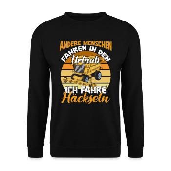 Mähdrescher Landwirt Andere fahren in den Urlaub - Unisex Pullover - Schwarz - Vorne - Alina (178cm) & Michal (187cm)