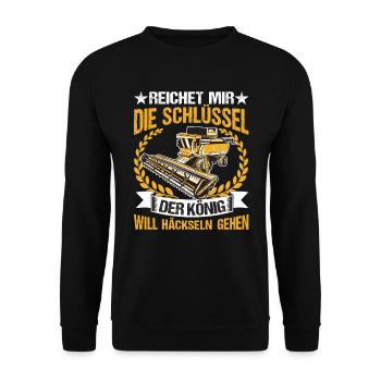 Mähdrescher Bauer Reichet mir die Schlüssel - Unisex Pullover - Schwarz - Vorne - Alina (178cm) & Michal (187cm)