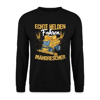 Mähdrescher Landwirtschaft Landwirt Traktor - Unisex Pullover - Schwarz - Vorne - Alina (178cm) & Michal (187cm)