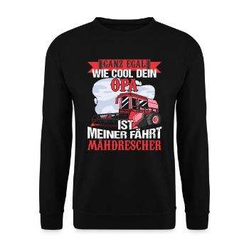 Mähdrescher Opa Landwirt Getreideernte - Unisex Pullover - Schwarz - Vorne - Alina (178cm) & Michal (187cm)