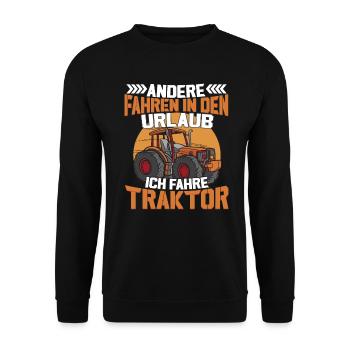 Landwirtschaft Bäuerin Gehe Traktor fahren - Unisex Pullover - Schwarz - Vorne - Alina (178cm) & Michal (187cm)