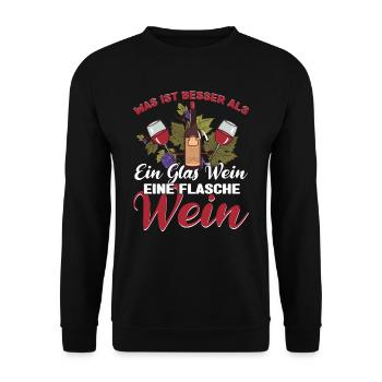 Wein trinken Weinfest Weinliebhaber Weinflasche - Unisex Pullover - Schwarz - Vorne - Alina (178cm) & Michal (187cm)