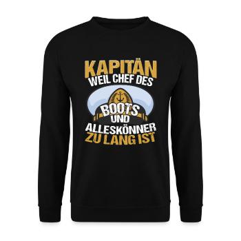 Kapitän Bootsfahrer Bootsbesitzer - Unisex Pullover - Schwarz - Vorne - Alina (178cm) & Michal (187cm)