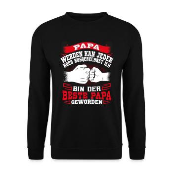 Vatertag Papa werden kann jeder - Unisex Pullover - Schwarz - Vorne - Alina (178cm) & Michal (187cm)