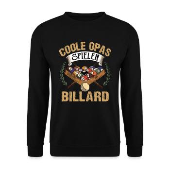 Billard Opa Billardspieler Coole Opas - Unisex Pullover - Schwarz - Vorne - Alina (178cm) & Michal (187cm)