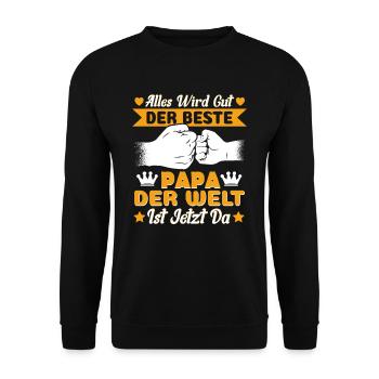 Vatertag Papa Alles wird gut der beste Papa - Unisex Pullover - Schwarz - Vorne - Alina (178cm) & Michal (187cm)