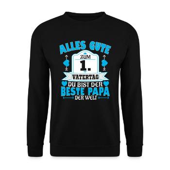 1. Vatertag Papa Alles gute zum Vatertag - Unisex Pullover - Schwarz - Vorne - Alina (178cm) & Michal (187cm)