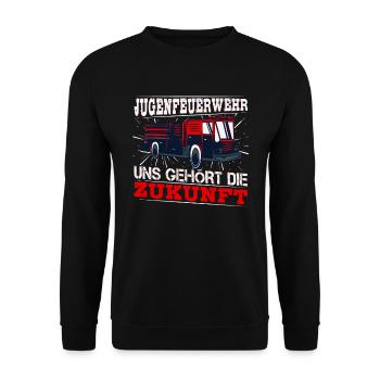 Jugendfeuerwehr Uns gehört die Zukunft - Unisex Pullover - Schwarz - Vorne - Alina (178cm) & Michal (187cm)