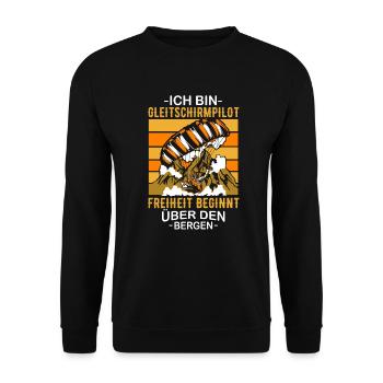 Paragliding Gleitschirmflieger Freiheit beginnt - Unisex Pullover - Schwarz - Vorne - Alina (178cm) & Michal (187cm)