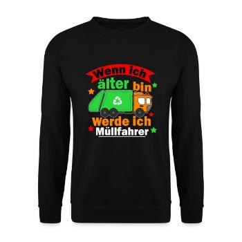 Nachwuchs Müllmann Müllabfuhr - Unisex Pullover - Schwarz - Vorne - Alina (178cm) & Michal (187cm)