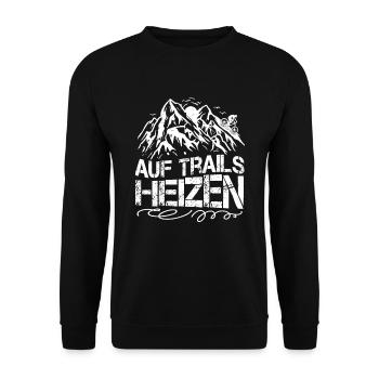 Mountainbike Downhill Auf Trails heizen - Unisex Pullover - Schwarz - Vorne - Alina (178cm) & Michal (187cm)