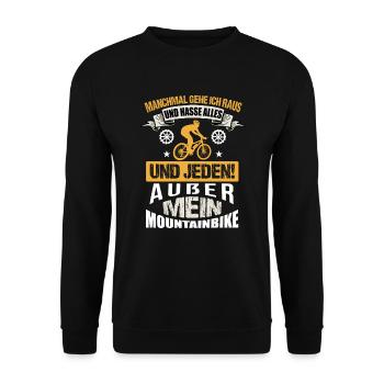 Mountainbiker Hasse jeden Außer mein Mountainbike - Unisex Pullover - Schwarz - Vorne - Alina (178cm) & Michal (187cm)