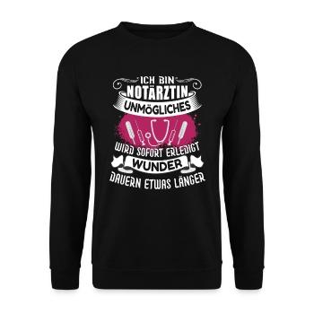 Notärztin Rettungsdienst Sanitäterin - Unisex Pullover - Schwarz - Vorne - Alina (178cm) & Michal (187cm)