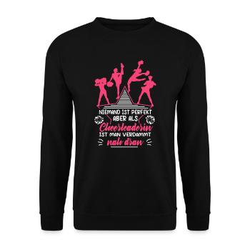 Cheerleading Cheerleaderin Niemand ist perfekt - Unisex Pullover - Schwarz - Vorne - Alina (178cm) & Michal (187cm)