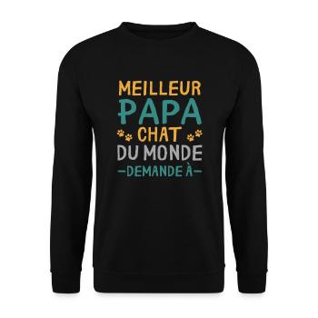 Meilleur Papa Chat Du Monde cadeau Personnalisé - Sweat-shirt Unisexe - noir - Devant - Alina (178cm) & Michal (187cm)