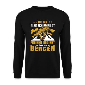 Paragliding Gleitschirmflieger Freiheit beginnt - Unisex Pullover - Schwarz - Vorne - Alina (178cm) & Michal (187cm)