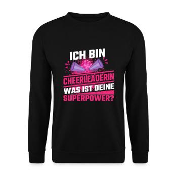 Cheerleading Cheerleaderin Superpower - Unisex Pullover - Schwarz - Vorne - Alina (178cm) & Michal (187cm)