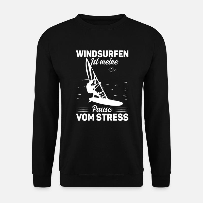 Windsurfen ist meine Pause vom Stress Windsurfer - Unisex Pullover - Schwarz