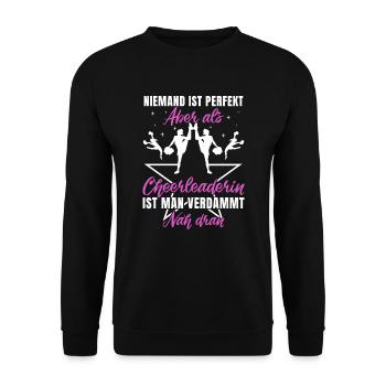 Cheerleading Cheerleaderin Niemand ist perfekt - Unisex Pullover - Schwarz - Vorne - Alina (178cm) & Michal (187cm)