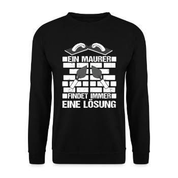 Maurer Maurermeister findet immer eine Lösung - Unisex Pullover - Schwarz - Vorne - Alina (178cm) & Michal (187cm)