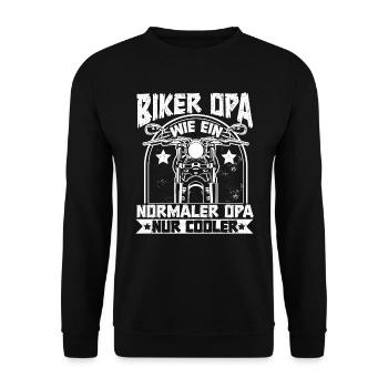 Motorrad Opa Biker Motorradfahrer - Unisex Pullover - Schwarz - Vorne - Alina (178cm) & Michal (187cm)