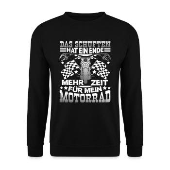 Motorrad Rente Das Schuften hat ein Ende - Unisex Pullover - Schwarz - Vorne - Alina (178cm) & Michal (187cm)