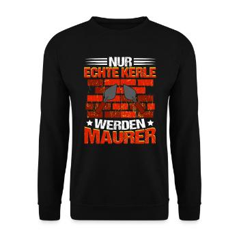 Maurer Nur echte Kerle werden Maurermeister - Unisex Pullover - Schwarz - Vorne - Alina (178cm) & Michal (187cm)