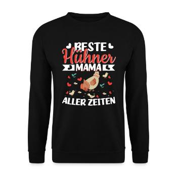 Hühner Mama Hühnerzüchterin - Unisex Pullover - Schwarz - Vorne - Alina (178cm) & Michal (187cm)