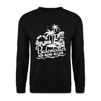 Bademeister Rettungsschwimmer Ich sehe alles - Unisex Pullover - Schwarz - Vorne - Alina (178cm) & Michal (187cm)