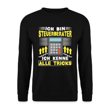 Steuerberater Buchhalter Ich kenne alle Tricks - Unisex Pullover - Schwarz - Vorne - Alina (178cm) & Michal (187cm)