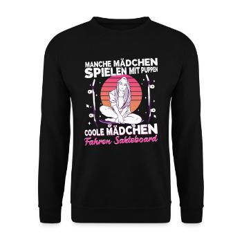 Skateboard Mädchen Skaterin Coole Mädels skaten - Unisex Pullover - Schwarz - Vorne - Alina (178cm) & Michal (187cm)