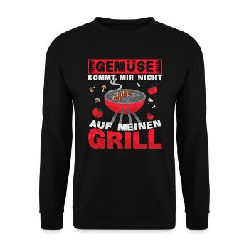 Grillen Grillmeister Grill Kein Gemüse - Unisex Pullover - Schwarz - Vorne - Alina (178cm) & Michal (187cm)