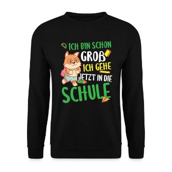 Schulkind Einschulung Schulanfänger - Unisex Pullover - Schwarz - Vorne - Alina (178cm) & Michal (187cm)