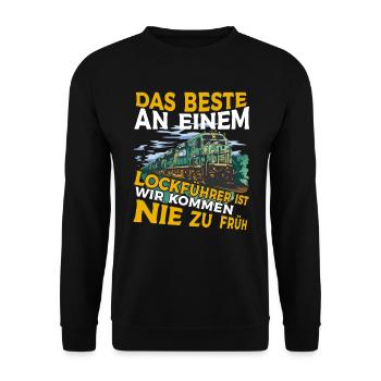 Lockführer Eisenbahn - Unisex Pullover - Schwarz - Vorne - Alina (178cm) & Michal (187cm)