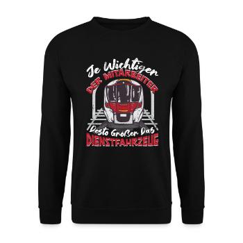 Lokführer Zugführer Je wichtiger der Mitarbeiter - Unisex Pullover - Schwarz - Vorne - Alina (178cm) & Michal (187cm)