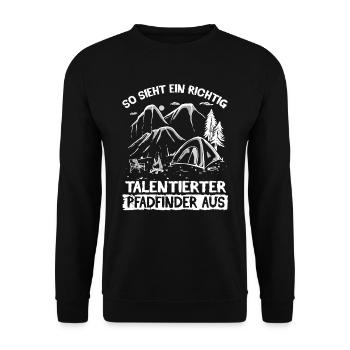 Pfadfinder Jugendgruppe Zeltlager Lagerfeuer - Unisex Pullover - Schwarz - Vorne - Alina (178cm) & Michal (187cm)