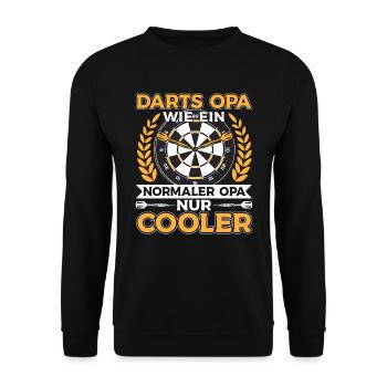 Darts Opa wie ein normaler Opa nur cooler - Unisex Pullover - Schwarz - Vorne - Alina (178cm) & Michal (187cm)