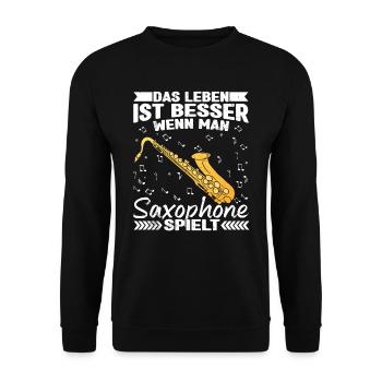 Saxophone Saxophonespieler Saxophonist - Unisex Pullover - Schwarz - Vorne - Alina (178cm) & Michal (187cm)