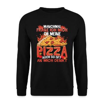 Pizza Liebhaber Pizzeria Pizzaofen Essen - Unisex Pullover - Schwarz - Vorne - Alina (178cm) & Michal (187cm)