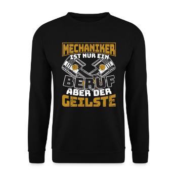 Mechaniker Schrauber Natürlich bin ich genial - Unisex Pullover - Schwarz - Vorne - Alina (178cm) & Michal (187cm)