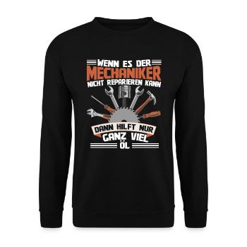 Industriemechaniker Autoschrauber Mechaniker - Unisex Pullover - Schwarz - Vorne - Alina (178cm) & Michal (187cm)