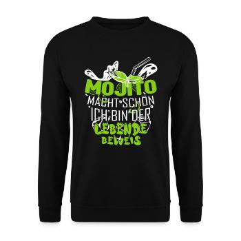 Mojito macht schön ich bin der lebende Beweis - Unisex Pullover - Schwarz - Vorne - Alina (178cm) & Michal (187cm)