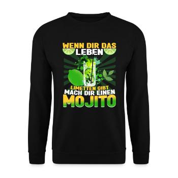 Mojito Cocktail Wenn dir das Leben Limetten gibt - Unisex Pullover - Schwarz - Vorne - Alina (178cm) & Michal (187cm)