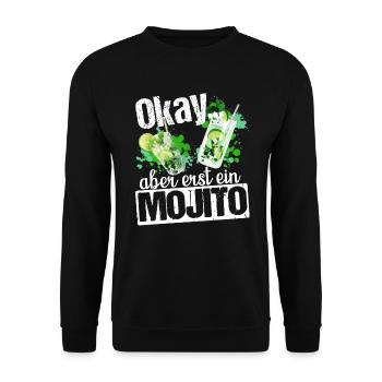 Mojito Longdrink Cocktail - Unisex Pullover - Schwarz - Vorne - Alina (178cm) & Michal (187cm)