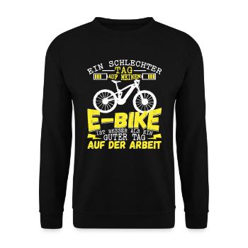E-Bike Fahrrad Ein schlechter Tag auf dem E-Bike - Unisex Pullover - Schwarz - Vorne - Alina (178cm) & Michal (187cm)