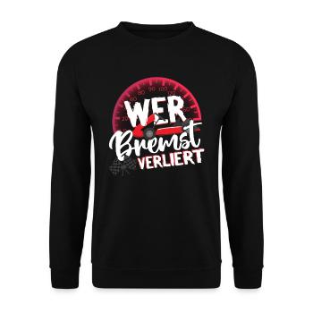Gokart Kart fahren Wer bremst verliert - Unisex Pullover - Schwarz - Vorne - Alina (178cm) & Michal (187cm)