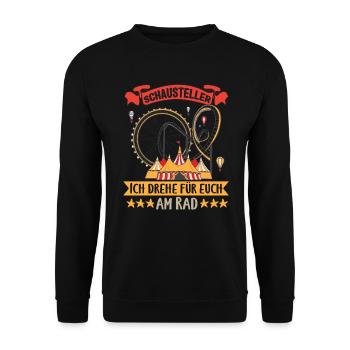Kirmes Schausteller Ich drehe für euch am Rad - Unisex Pullover - Schwarz - Vorne - Alina (178cm) & Michal (187cm)