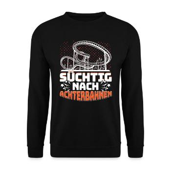 Achterbahn Freizeitpark Achterbahnfreak - Unisex Pullover - Schwarz - Vorne - Alina (178cm) & Michal (187cm)